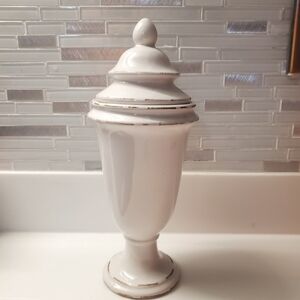 VINTAGE French Ceramic Glazed Lidded Urn, 16 Inch